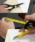 Kickass 39 Piece Household Tool Set With Sweet Organized Case For No Sweat Diy Fixes featuring a tape measure, scissors, and utility knife.