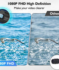 Telescope Camera Eyepiece With 64GB Card, 1080P FHD Recording comparing image clarity of bird in flight over water.