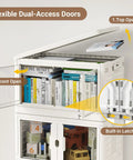 Heavy Duty Stackable Storage Bins With Lids And Wheels 4 Pack Collapsible Badass Plastic Box Rock Hard Latch Jumbo 110lb Load Rating For Garage Home Office Closets Epic White with dual-access doors open.