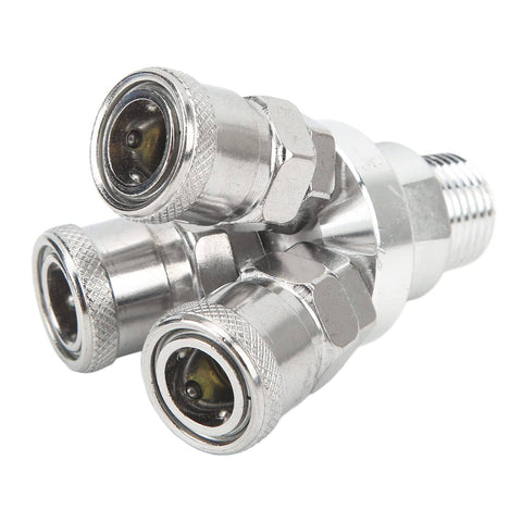 3 Way Quick Connect Air Hose Splitter Universal Type Male Thread Swivel Air Compressor Fittings Round Air Splitter Manifold G1/2