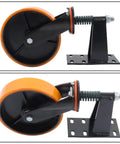 Tough As Nails 8 Inch Gate Wheels With Silky Smooth PU Casters and Heavy Duty Steel Cores, featuring a strong black frame and orange rubber wheel.
