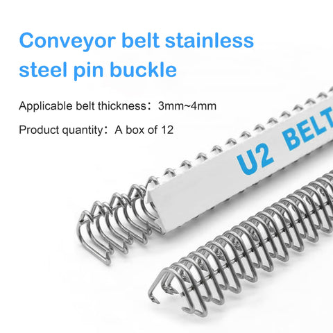 Rock Solid 316 Stainless Steel Conveyor Belt Splicer Pins For Industrial 12 Inch Fasteners Easy Grip Installation Corrosion Resistant Wire Lacing Hardware Kit Pack, box of 12 steel pin buckles.