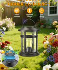 2 Pack Solar Lanterns Outdoor Waterproof Hanging Lights For Garden Patio Porch Decor Warm White LED in garden setting