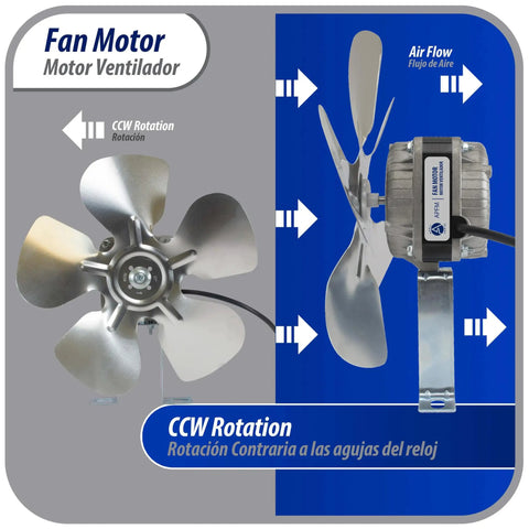 10W Refrigeration Condenser And Evaporator Motor 115V 60Hz 0.65A 1450 RPM With Base And 9 Inch Aluminum Fan Blade CCW Shaft