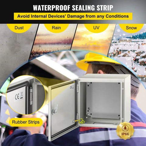 Rugged NEMA 4X Steel Enclosure 12 In By 12 In By 8 In Weatherproof IP66 Waterproof And Dustproof Electrical Box with sealing strip