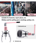 Heavy Duty Hydraulic Bearing Puller Kit For 2 Jaw And 3 Jaw Use With 5 Ton To 50 Ton Power Vertical And Horizontal Ops Using Carbon Steel To Beat Rust And Seal Oil Tight For Real Deal Folks Who Want Gear That Kicks Butt On Any Gig Today. 3-jaw hydraulic puller for factory bearing and gear removal, vertical and horizontal use