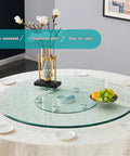 36 Inch Lazy Susan Turntable Rotating Serving Tray With Tempered Glass And Aluminum Base, Heavy Duty 360 Degree Rotation Runs Like Butter And Is A Total Game Changer For Every Weekend Dinner Party Get Together on a dining table.