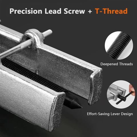 Precision lead screw and T-thread detail of Top Shelf Heavy Duty Chrome Vanadium Steel Two Jaw Bearing Puller and Adjustable Gear Splitter Separator.