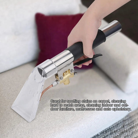 Hand using Beast Heavy Duty Upholstery Extractor For Carpet And Sofa With Wand Wet Dry Vacuum Cleaner For Furniture Removing Stains