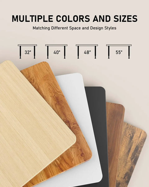 Multiple colors and sizes of tabletops for Slick 32 Inch Electric Standing Desk Built Tough With Swivel Rolling Casters And No Sweat Height Switches.