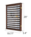 Roomy 120 Ball Golf Ball Display Case With UV Protection And Lockable Beech Wood Cabinet In Walnut Finish, 19.77x29"