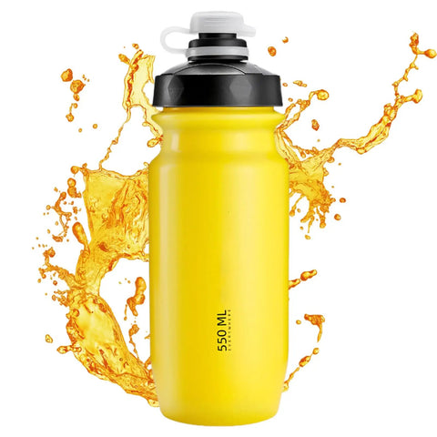 Yellow 18 oz spill-proof water bottle for camping and outdoors, easy squeeze hydration bottle with leak-proof lid