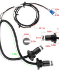 R0457400 High Limit Switch Harness Replacement Kit For Zodiac Jandy Legacy LRZE LRZM And Jandy LXi Low NOx Heaters 125 175 250 325 400 Compatible DIY Pool Spa Upgrade showing wires and connectors with dimensions labeled