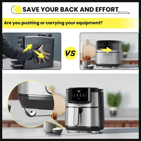 Appliance on counter with Eight Half Inch Mini Fixed Caster Wheels With Screws, Low Profile Non Swivel Castors visible for easy movement.