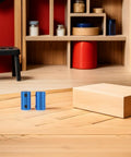 Cool Blue Aluminum Alloy D Printer Shaft Coupling 6mm To 6mm on wooden floor, showcasing tool-free motor clamp design.