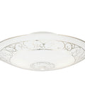 Two Light Semi Flush Mount Ceiling Fixture In White Finish With White Scroll Glass Round Design, E26 Base, UL Listed