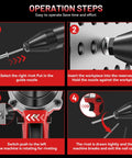 Operation steps for Cordless Rivet Gun Tool Compatible With 18V Max Battery Brushless Automatic Riveter for 1/8 5/32 3/16
