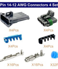 Heavy Duty 14-12 AWG 4 Pin Waterproof Weather Pack Wire Connectors Kit With Male And Female Terminals For Hot Rods Trucks And Custom Builds Made To Last A Lifetime In Any Wild Ride, 4 sets