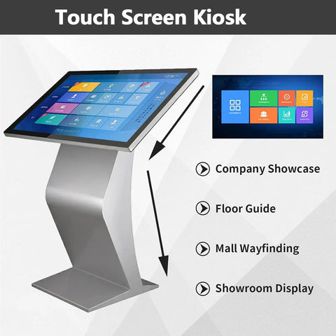 Top Shelf 32 Inch Capacitive Touch Screen Kiosk Slick Interactive Lcd Digital Signage For Mall Navigation And Lobby Directories, sleek design, interactive display.