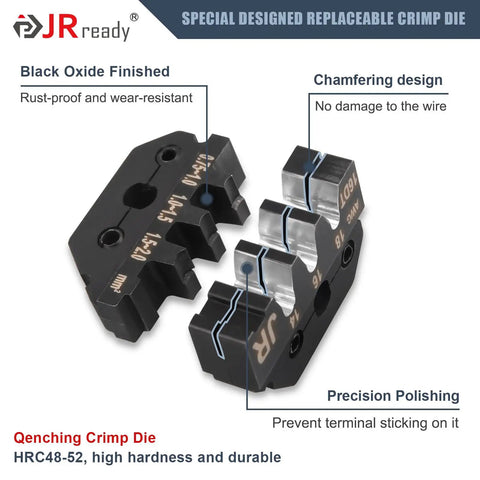 Open Barrel Deutsch DT Crimp Tool For 14-18 AWG 16 Size Stamped Contacts, showing black oxide finished replaceable crimp die.