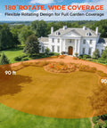 Illustration of 180-degree coverage by Heavy Duty Retractable Garden Hose Reel 90 Ft Five Eighth Inch With Automatic Slow Return