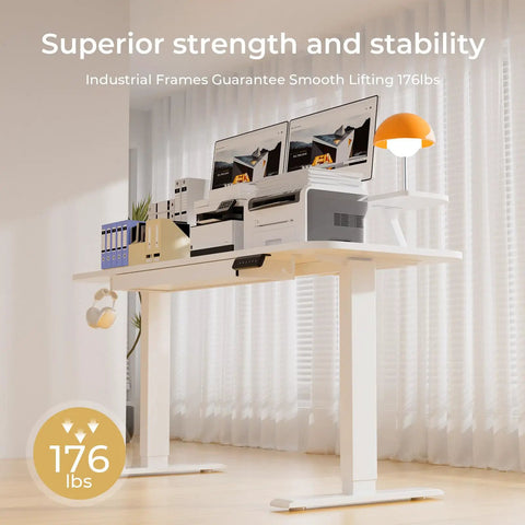 Electric Standing Desk With Drawers For Home Office 48 By 24 Inch Sit Stand Desk With Monitor And Laptop Stands Quiet Motor Under 55 dB Ergonomic