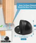 No Fuss Floor Door Stops Adhesive Backed Stainless Steel Black Wall Protectors Rubber Bumper No Drill Setup Heavy Duty Door Blockers with measured clearance guide.