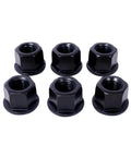 6 black flanged nuts from the 58 Piece Machinist Clamping Kit For Milling Tables With T Slot Accessories Includes 24 Studs, 6 T Nuts, 12 Step Blocks