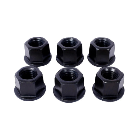 6 black flanged nuts from the 58 Piece Machinist Clamping Kit For Milling Tables With T Slot Accessories Includes 24 Studs, 6 T Nuts, 12 Step Blocks