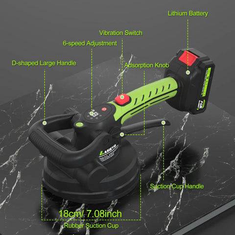 Handheld Tile Vibration Leveling Tool With 6 Speed Adjustable Settings One Touch Start LCD Display, Pro Grade Suction Cup Vibrator