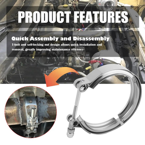 4 Inch V Band Clamp With T Bolt Stainless Steel Exhaust Clamp For Turbo Downpipes and Exhaust Systems, product features