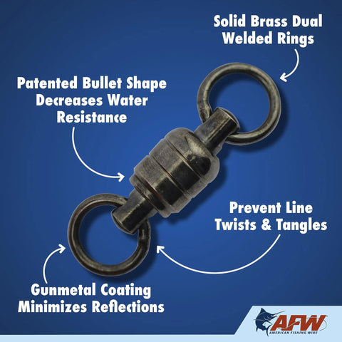 Pro Grade Stainless Steel Ball Bearing Swivels With Double Welded Rings Size 1 110 Lb Test Gunmetal Black 2 Pack Bullet Shape Technology