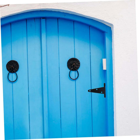 CATIEBYE heavy-duty slotted door hinge installed on blue outdoor gate