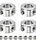 Set Of 4 Stainless Steel Shaft Collars, 10mm Inner Diameter, 20mm Outer Diameter, 10mm Thick, Dual Hole Bore, Clamp Locking Rings