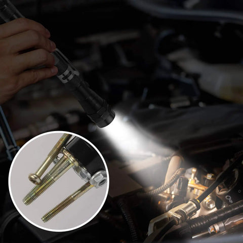 Telescoping Magnetic Pickup Tool With LED Light 360 Degree Flexible Magnetic Reach in use under car hood