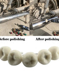 Pro Grade Mini Wool Polishing Brush Wheel Set For Drill Rotary Tools, 60 Pcs With 3mm Shank Buffing Heads polishing a metal pipe