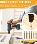 Heavy Duty Number 14 X 2-3/4 Inch Trailer Deck Screws With Bronze Ceramic Coating and Reamer Tek Star heads being used with a drill, showing fastener application.