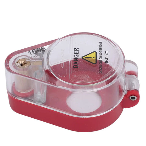 Emergency Stop Button Switch Cover For 22mm Mount Transparent ABS Lockout Guard With Keys Tag And Cable Ties in red trim