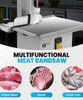 Beast 1500W Electric Meat Bandsaw For Pro Butchers With Frozen Meat Slicing Power shown with cutting surface and controls