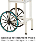 Vintage Cart Shaved Ice Machine Slushie Maker With Stainless Blades easy roll wheels for portable use from kitchen to backyard.