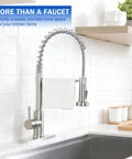 Rock Solid Brushed Nickel Kitchen Faucet With Pull Down Sprayer And 18.5 Inch High Arc Spout Built From Tough Stainless Steel showcasing sturdy crossbar and under-counter design.