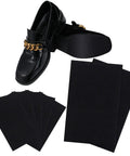 7 Sheets Shoe Sole Repair Patch Kit Non Slip Protector Pads For Worn Bottoms with black patches and a black shoe showing sole repair.
