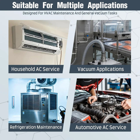Heavy Duty 4.5 Cfm Single Stage Vacuum Pump For Hvac And Automotive Ac Repair used in household AC service, refrigeration maintenance, and vacuum applications.
