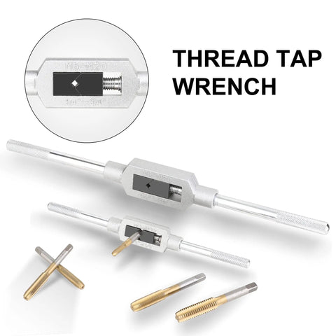 Thread tap wrench from Die And Tap Set For External And Internal Threads In SAE And Metric Sizes Includes Thread Wrench And Thread Pitch Gauge 86 Piece Gauge Kit