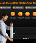 Person using Beefy Heavy Duty Stretch Wrap 15 Inch By 1000 Feet 2 Pack Pallet Wrap with handles for moving and storage