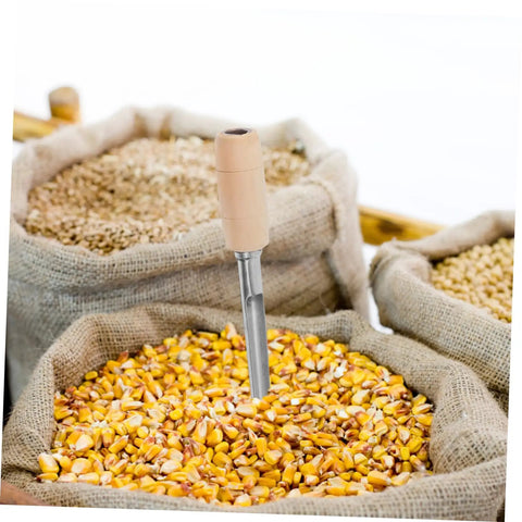 Stainless Steel Grain Sampler With Wooden Handle For Wheat And Rice Sampling in burlap bags, farm grade probe for grain checks
