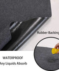 36 By 60 Inch Heavy Duty Garage Mat Oil Spill Absorbent Drip Pan For Under Car Waterproof Backing shown in close-up with spill test.
