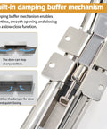 Built-in damping buffer mechanism showing smooth opening and closing of No Hassle Heavy Duty 180 Degree Lateral Hinge Set For Cabinets And Wardrobes.