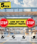Five Pack Heads Up Watch Out For Forklift Traffic Floor Stickers 24 By 6 Inches Caution Safety Sign Self Adhesive Vinyl Waterproof