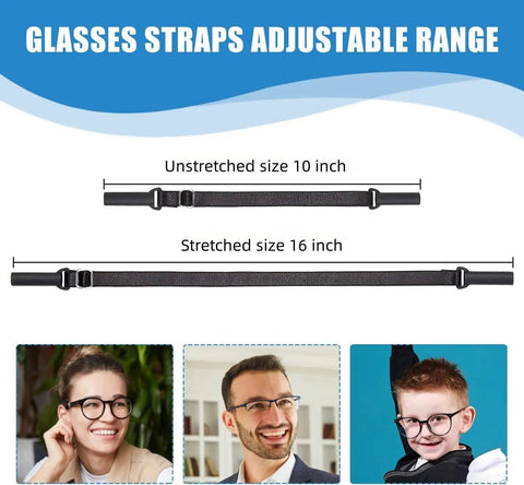 Adjustable Glasses Straps 3 Pack No Tail Eyewear Retainer For Men Women Kids Fits Eyeglasses And Sunglasses Black 7.5 To 13.5 Inches Soft Comfortable Elastic Polyester For All Day Comfort And Secure Fit
